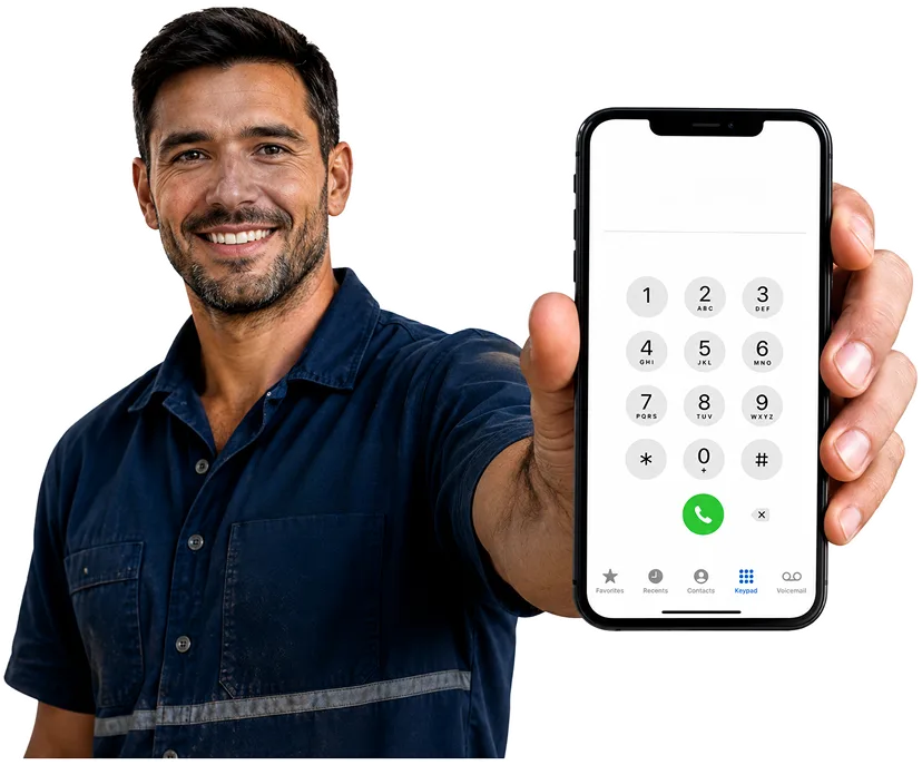 Plumber on the phone taking a Wahroonga callout